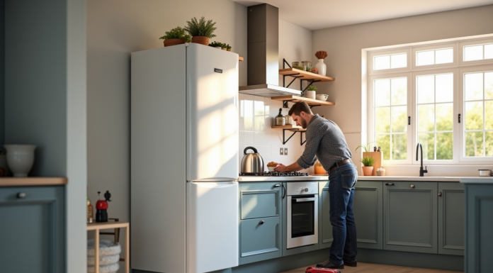 Installation moderne de chaudière gaz dans une cuisine lumineuse