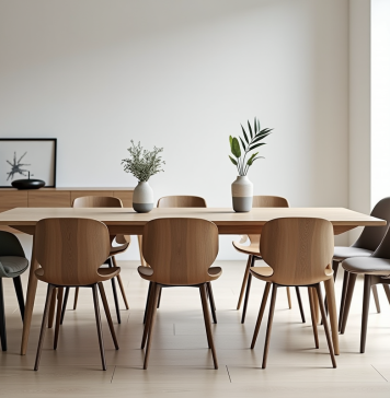 Chaises : types, caractéristiques et designs à connaître pour bien choisir Salle a manger moderne avec chaises design autour d'une table en bois