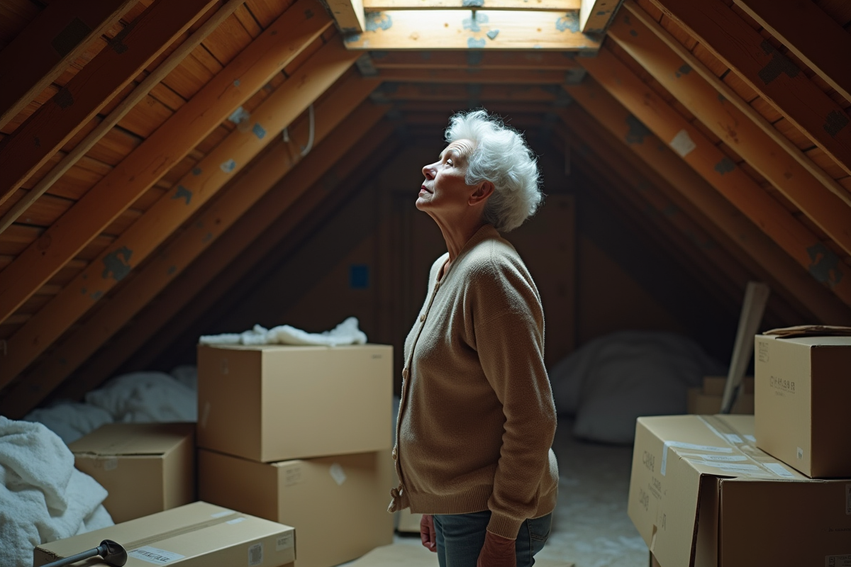 Femme âgée regardant une tache d