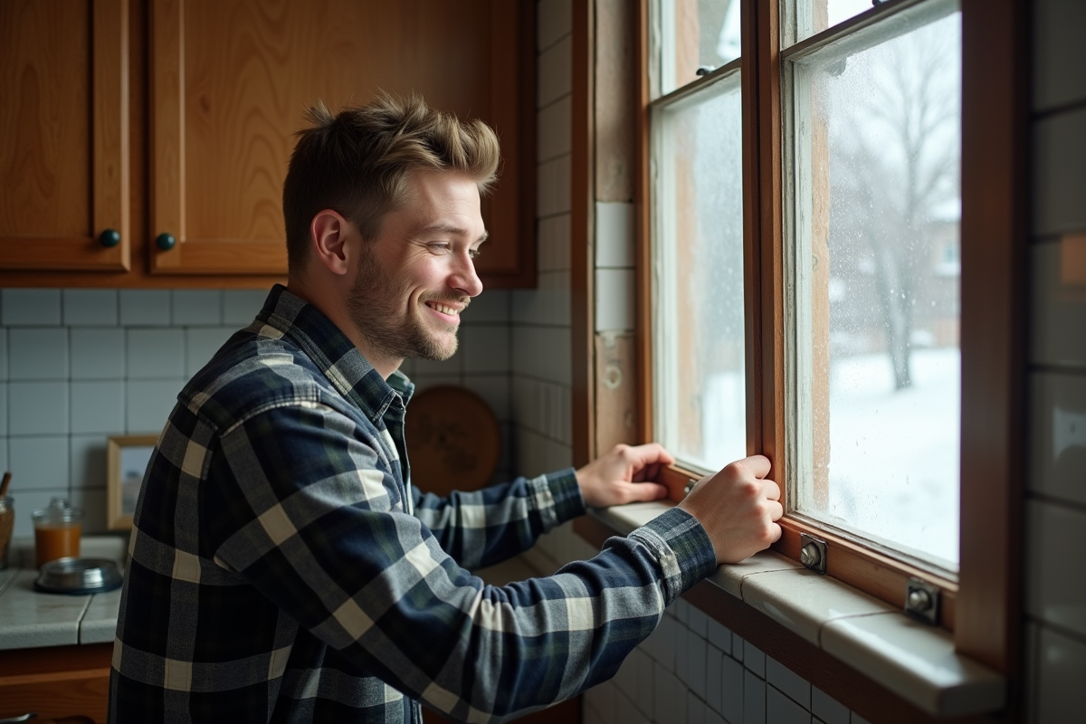 Jeune homme appliquant joint d