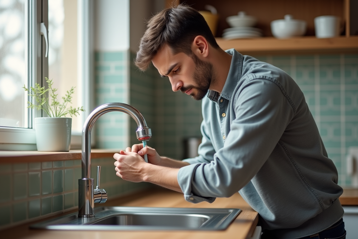 Jeune homme installant un diverteur d