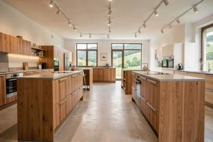 Showroom de cuisinistes modernes dans les Pyrénées-Atlantiques avec plusieurs cuisines exposées