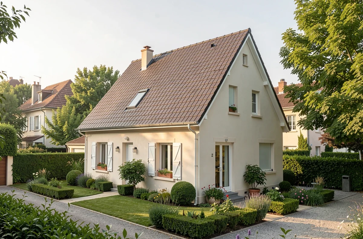Maison individuelle neuve à toit en tuiles dans une commune verdoyante des Yvelines