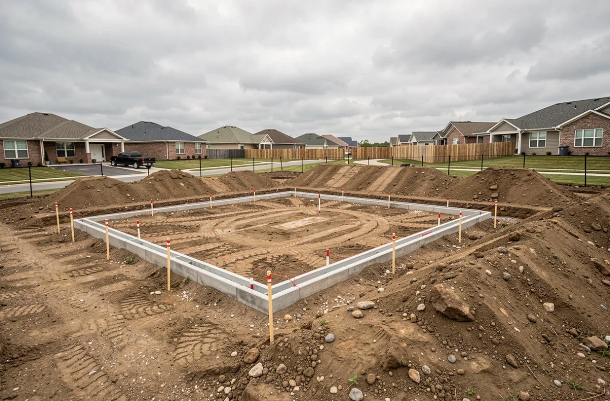 Terrain à bâtir en lotissement avec implantation d'une maison en cours